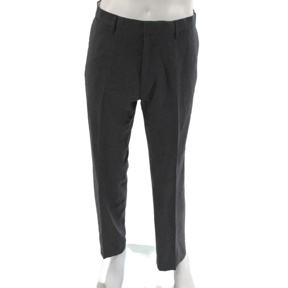 Banana Republic Mens Dress Pants Gray Wool Button Inseam 32 Size 34